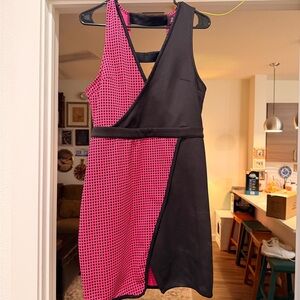 2B Bebe Asymmetrical Dress in Pink and Black